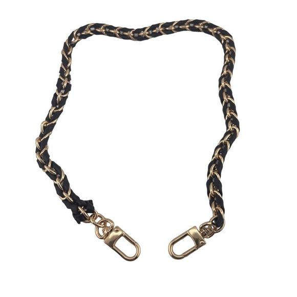NEW‎ Gold Tone Black Woven Purse Strap Lobster Swivel Clasp 23 Inch - Picture 1 of 3